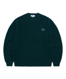 ANGEL WAPPEN MERINO WOOL KNIT SWEATER - D/GREEN