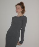 살롱 드 욘(SALON DE YOHN) Line Point Basic Jersey Dresss_ Gray