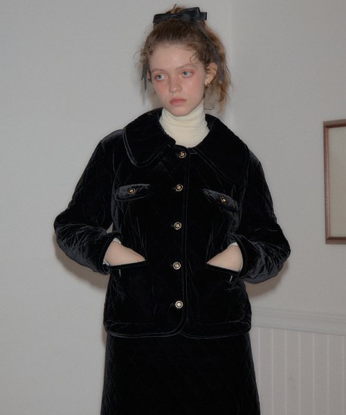 VELOUR QUILTING STAND COLLAR BLOUSON 【公式通販】