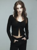 G CLASSIC RIB V-NECK CARDIGAN (BLACK)