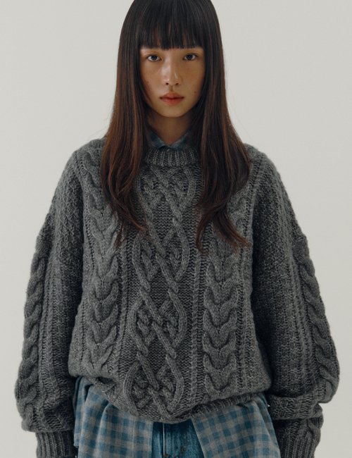 MUSINSA | SIENNE Old Father Sweater (Gray)
