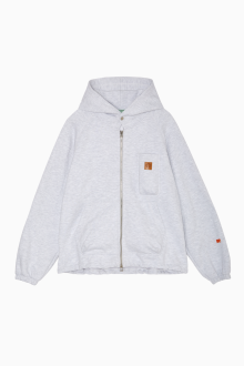 Heavy weight zip-up hoodie_White Grey