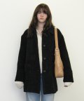 Alpaca boucle half coat - navy