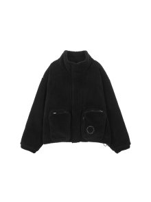 OUT POCKET FUZZY PUFFER JUMPER IN BLACK