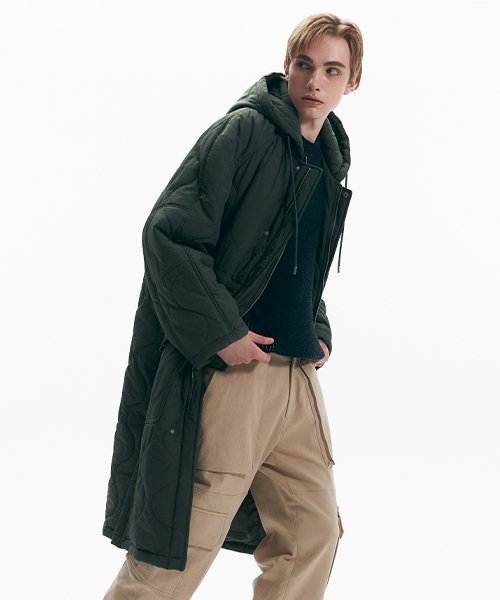 GBW22311 OVER FIT длинная куртка Khaki оверсайз со съемным капюшоном