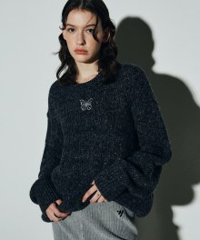 BLEND BUTTERFLY CREWNECK SWEATER_CHARCOAL