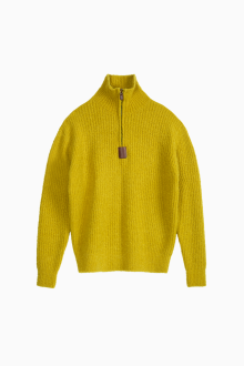 Boucle half zip-up sweater_Mustard