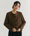 클로엣(CLO'ET) Round Gold Button Wool Jacket - Brown