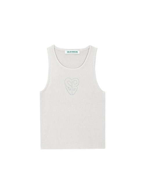 Hotfix Sleeveless Knit Top - beige