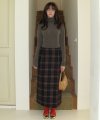 Vintage check wool skirt - burgundy