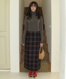 Vintage check wool skirt - burgundy