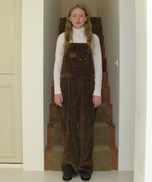 Corduroy letter patch overall - brown