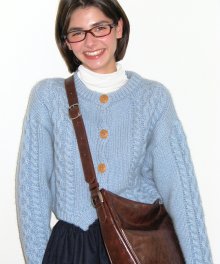 woodbutton cable cardigan - light blue