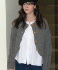 woodbutton cable cardigan - charcoal