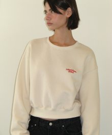 wave logo crop sweatshirt - cream