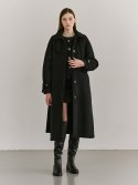 누브(NOUVE) Cashmere Raglan Belted Coat - Black