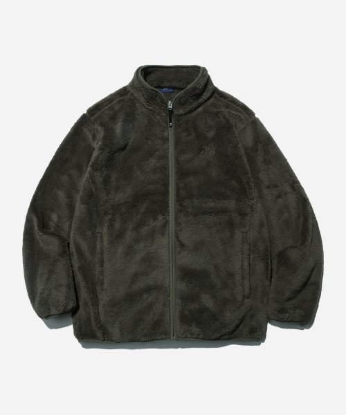 MUSINSA | YALE [ONEMILE WEAR] SMALL ARCH BOA FLEECE JACKET KHAKI