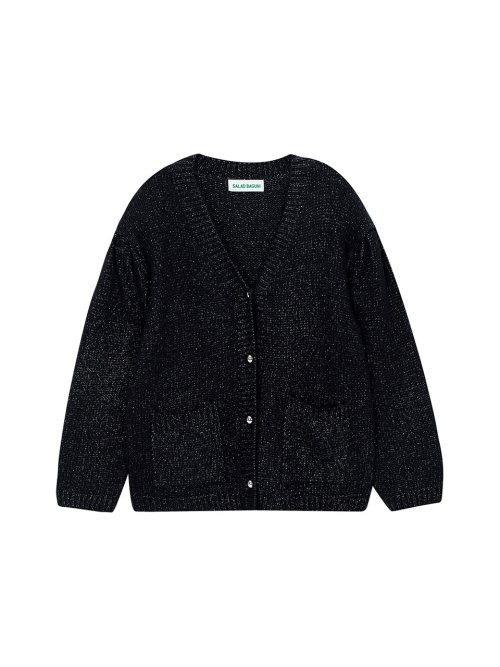 Metallic Blended Cardigan - black