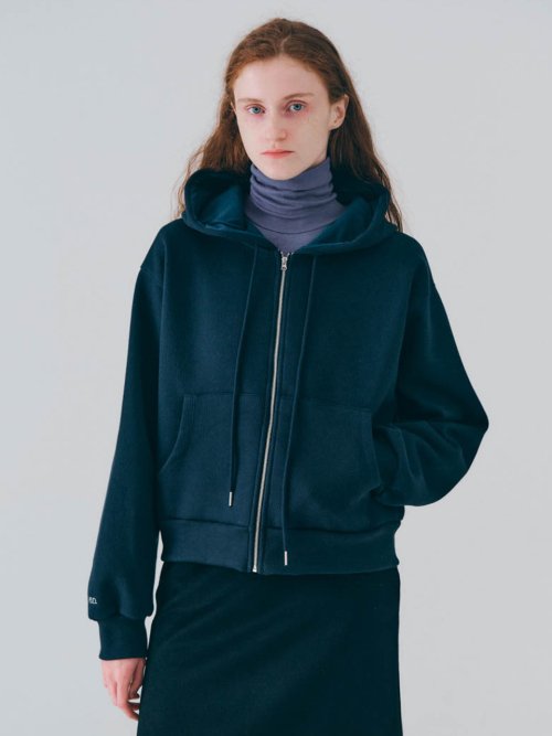 Warm hood zip-up (Navy)