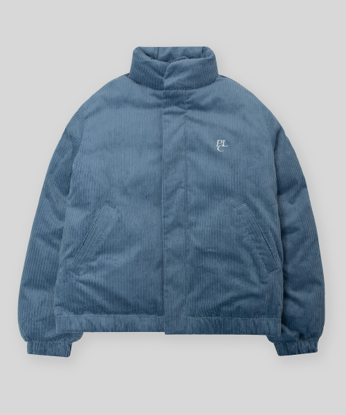 Вельветовый пуховик с высоким горлом (Blue)