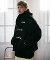 Overfit half tteokbokki hooded coat black