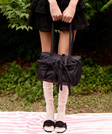 DOUBLE RIBBON SHOULDER BAG_BLACK