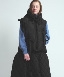 RIBBON DOWN VEST_BLACK