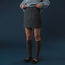 Check wool mini skirt