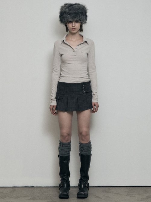 보헤미안 서울(BOHEMSEO) PLEATED WRAP SKIRT, DEEP GRAY - 사이즈