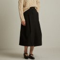 라르고(LARGO) A-line slit denim skirt (black)