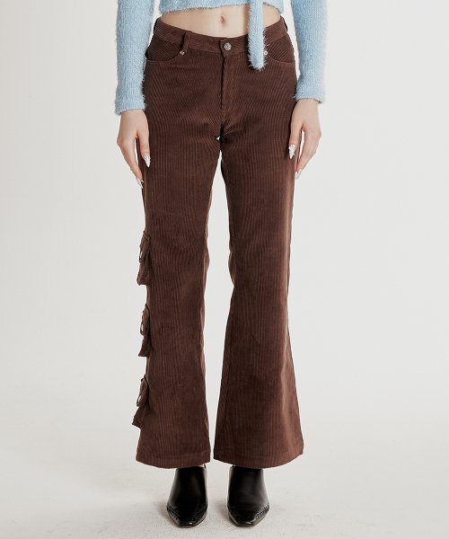 Вельветовые брюки клеш с карманами Brown