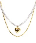 스칼렛또(SCALETTO) SDJ202 Gold Heart Pearl Layered Necklace