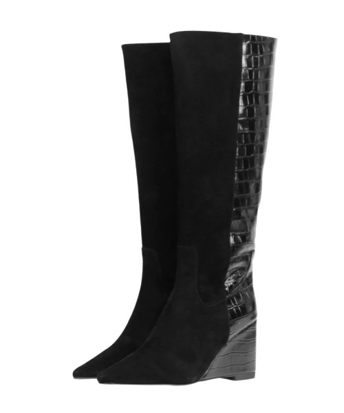 Long wedge sale boots