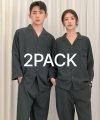 [2PACK] 실크핏 에센셜 솔리드 커플 카라 잠옷세트