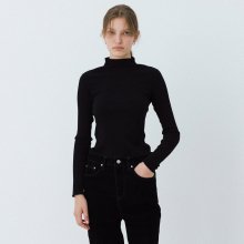 ribbed half turtle-neck (black)