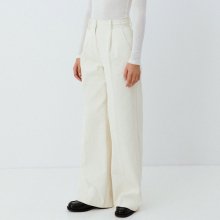 corduroy wide tucked pants (ivory)