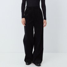 corduroy wide tucked pants (black)