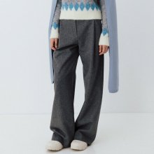 wool wide tucked pants (charcoal)