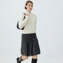 르(LE) wool pleated midi skirt (charcoal)