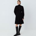 르(LE) wool pleated midi skirt (black)