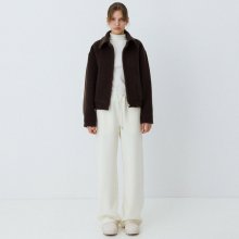 wool zip-up blouson jacket (brown)