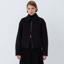 wool zip-up blouson jacket (black)