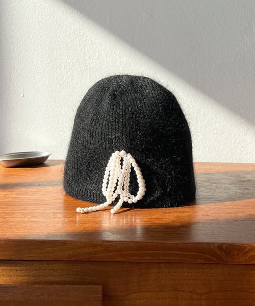 로라로라(ROLAROLA) RIBBON ANGORA BEANIE BLACK - 사이즈
