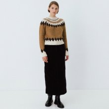 corduroy cutting-line skirt (dark brown)