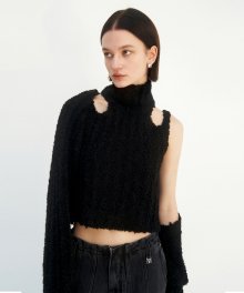 Shoulder Cutouts Knit Set-up Bolero&Sleeveless [ Black ]