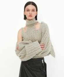 Shoulder Cutouts Knit Set-up Bolero&Sleeveless [ Warm Gray ]