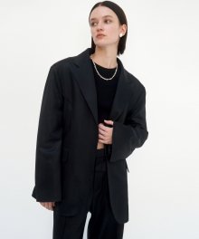 Suede Piping Classic Set-up Jacket [ Black ]