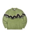 Wave half Zip-up Knit - Sand Green