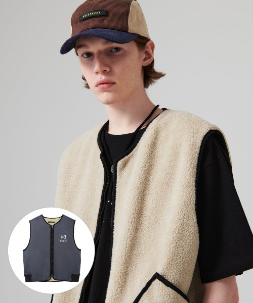 Двусторонний жилет из флиса шерпа Beige