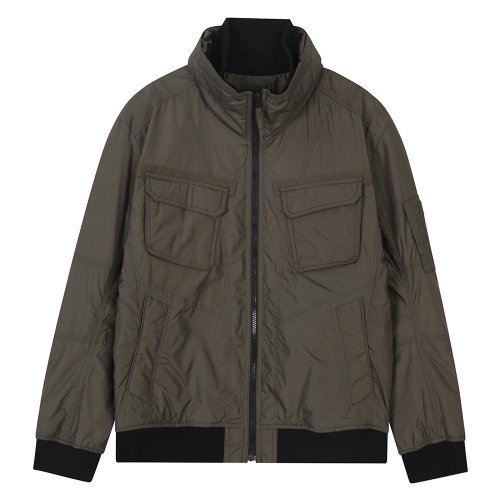 Нейлоновая куртка с высоким горлом на молнии (Dark Khaki)